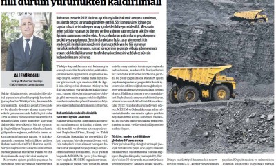 Türkiye Madenciler Derneği Dünya Gazetesi Madencilik Ek'inde